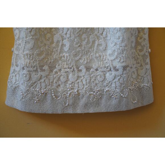 Londee Qipao Embroidered Jacquard Lace Cap Sleeve Collar Dress Ivory Size XS - Picture 3 of 10